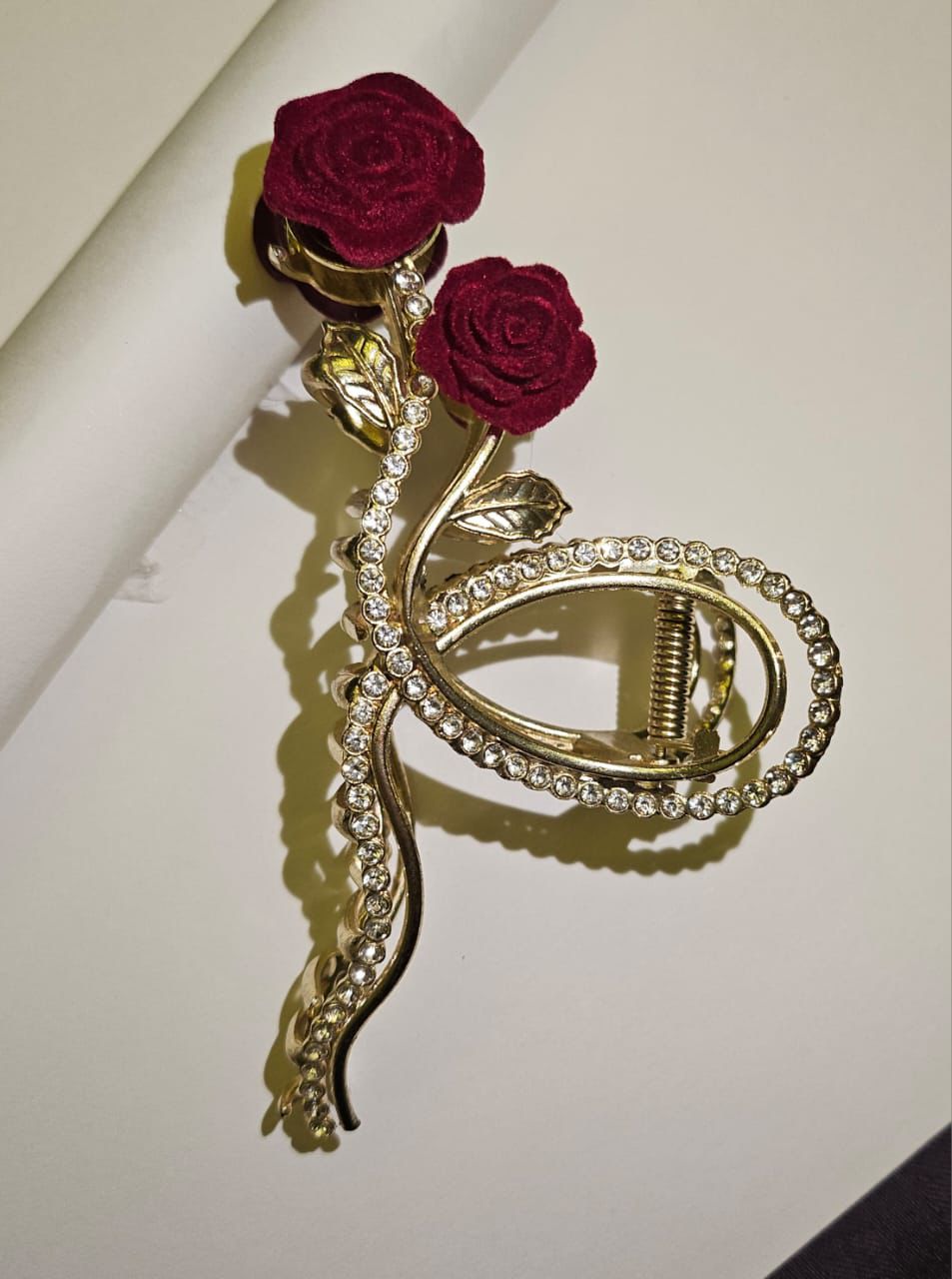 Crimson bloom hair clip