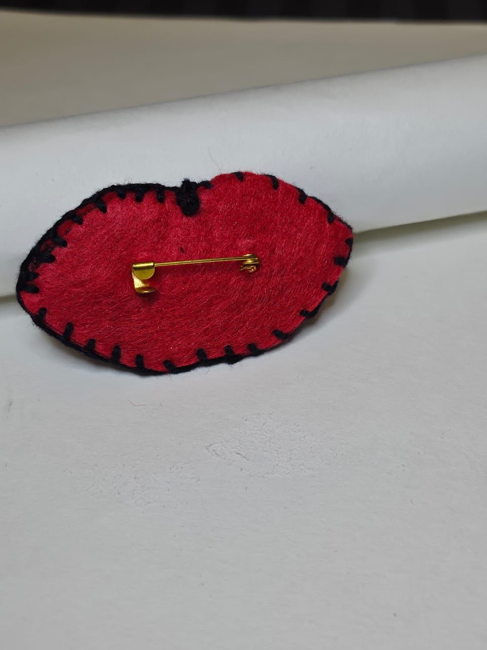Sassy handmade red lip pin