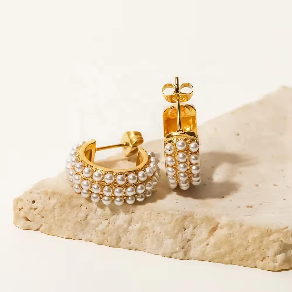 Luxe Pearl-Studded Hoops