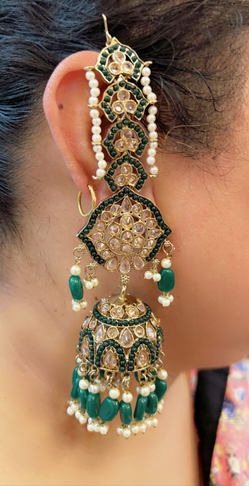 Pearl Polki Kundan Jhumka