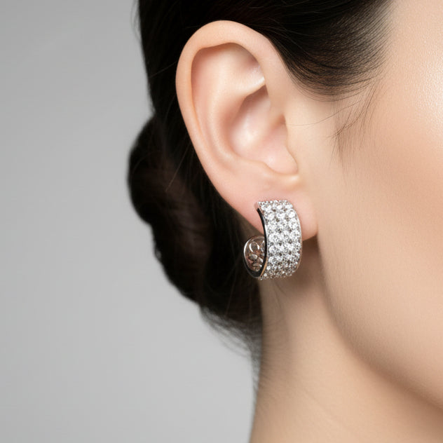 Crystal Crescent Hoop Earrings