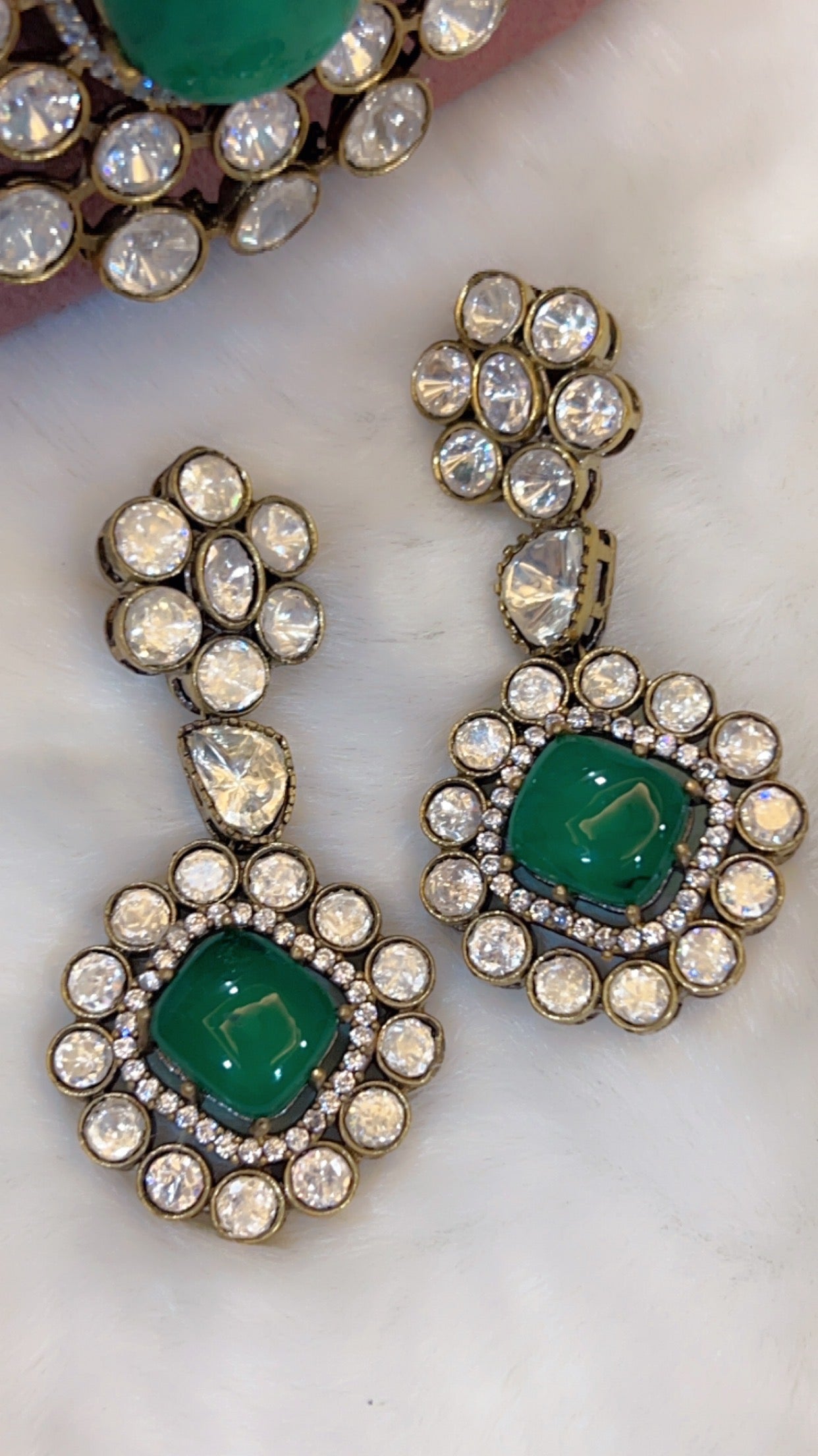 Emerald Moissanite Necklace with Doublet