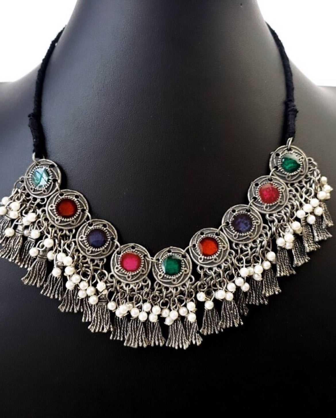 Boho Tribal Silver necklace