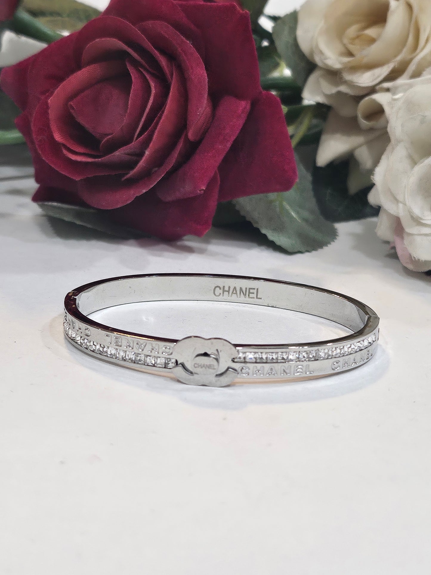 Double CC silver bracelet