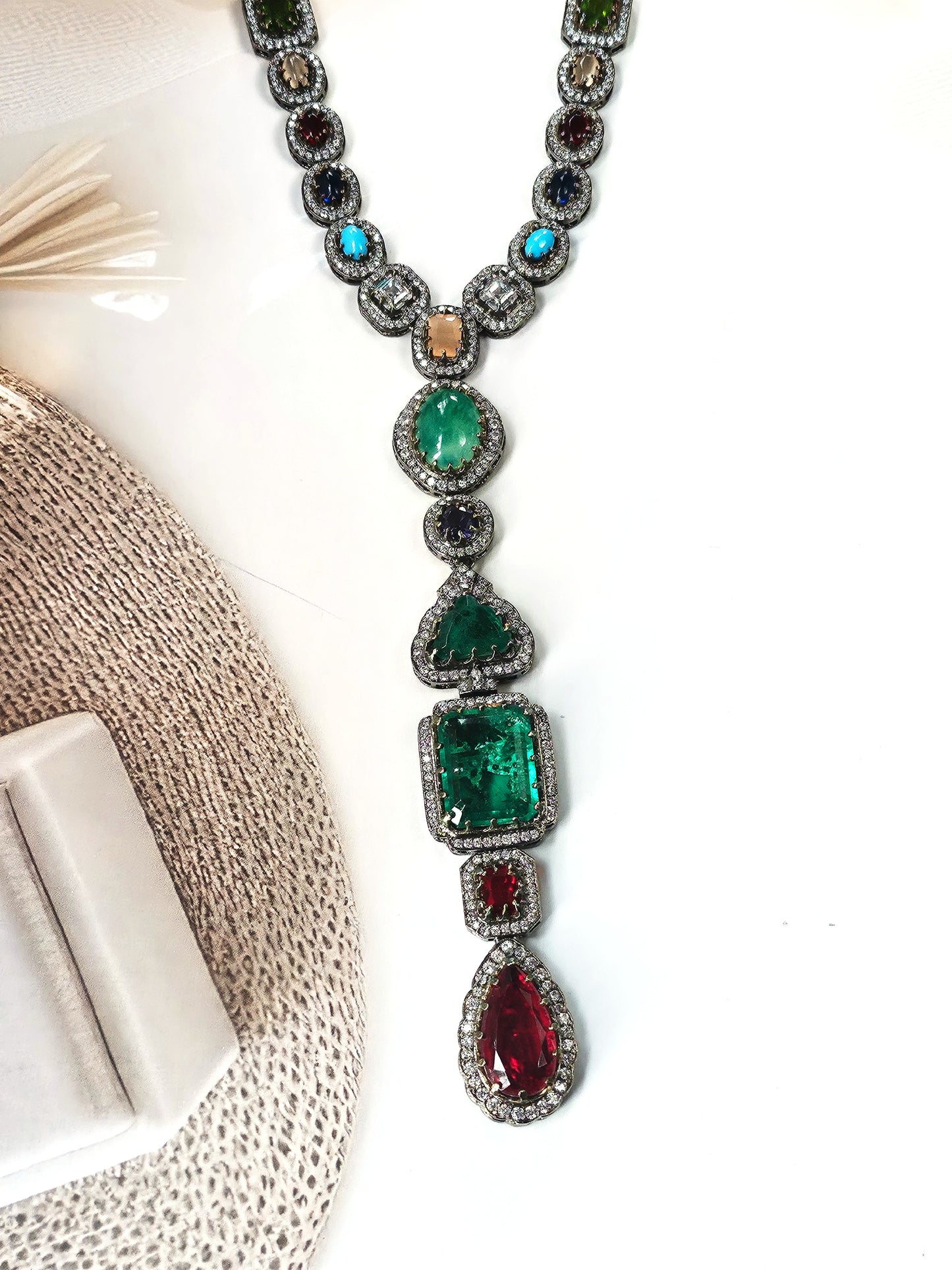 Multicolour designer Gemstone Long set
