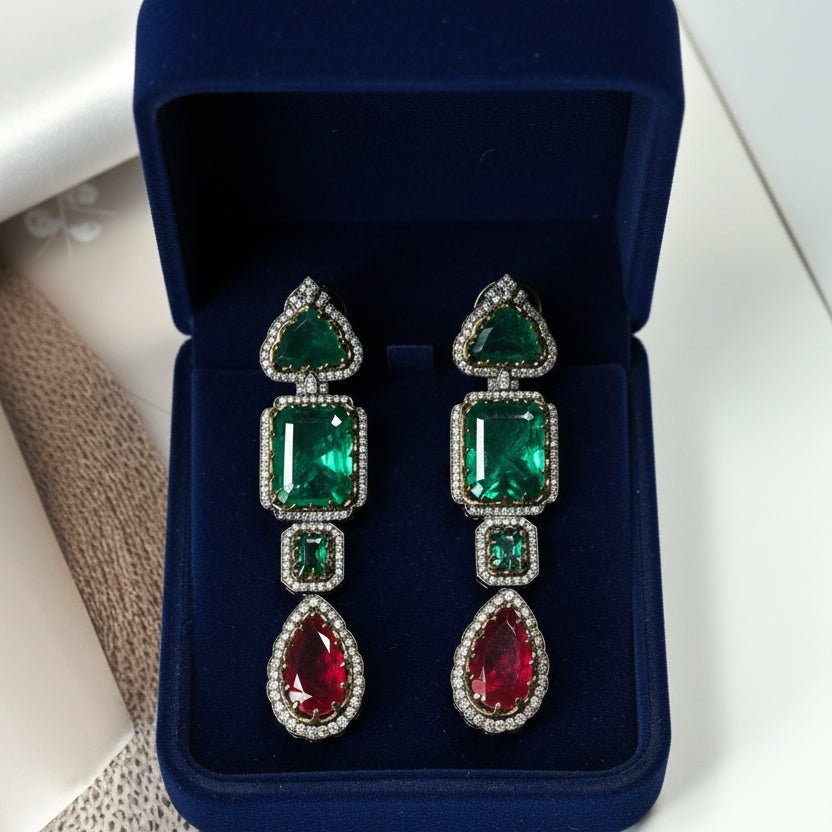 Multicolour designer Diamond Long Necklace