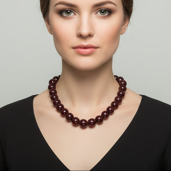 Classic Wine Red Beaded Necklace