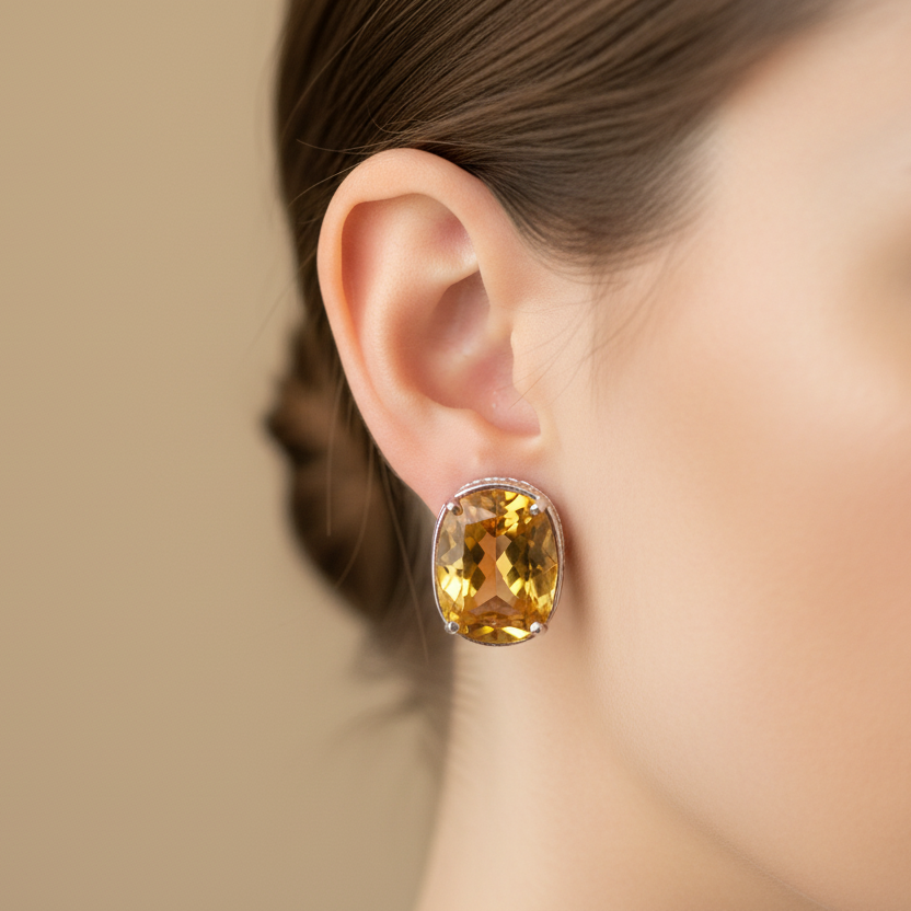 Citrine Oval Stud Earrings
