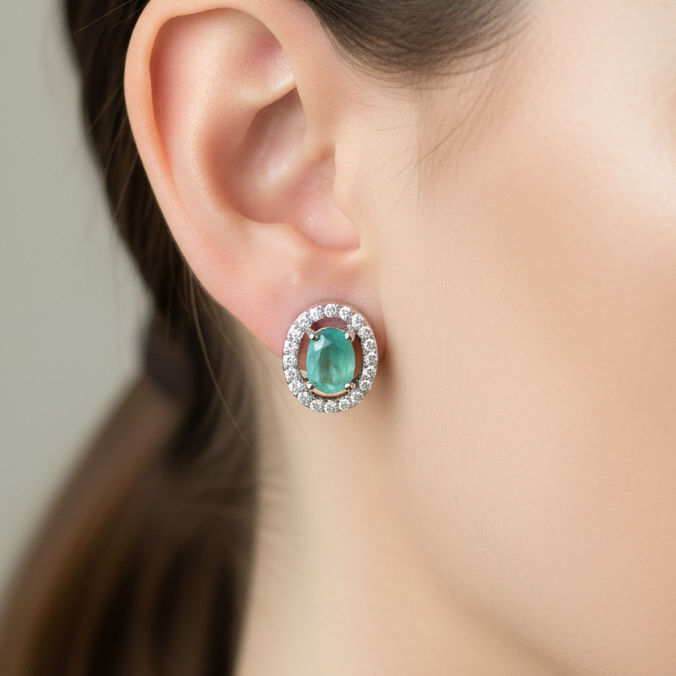 Oval Halo Stud Earrings