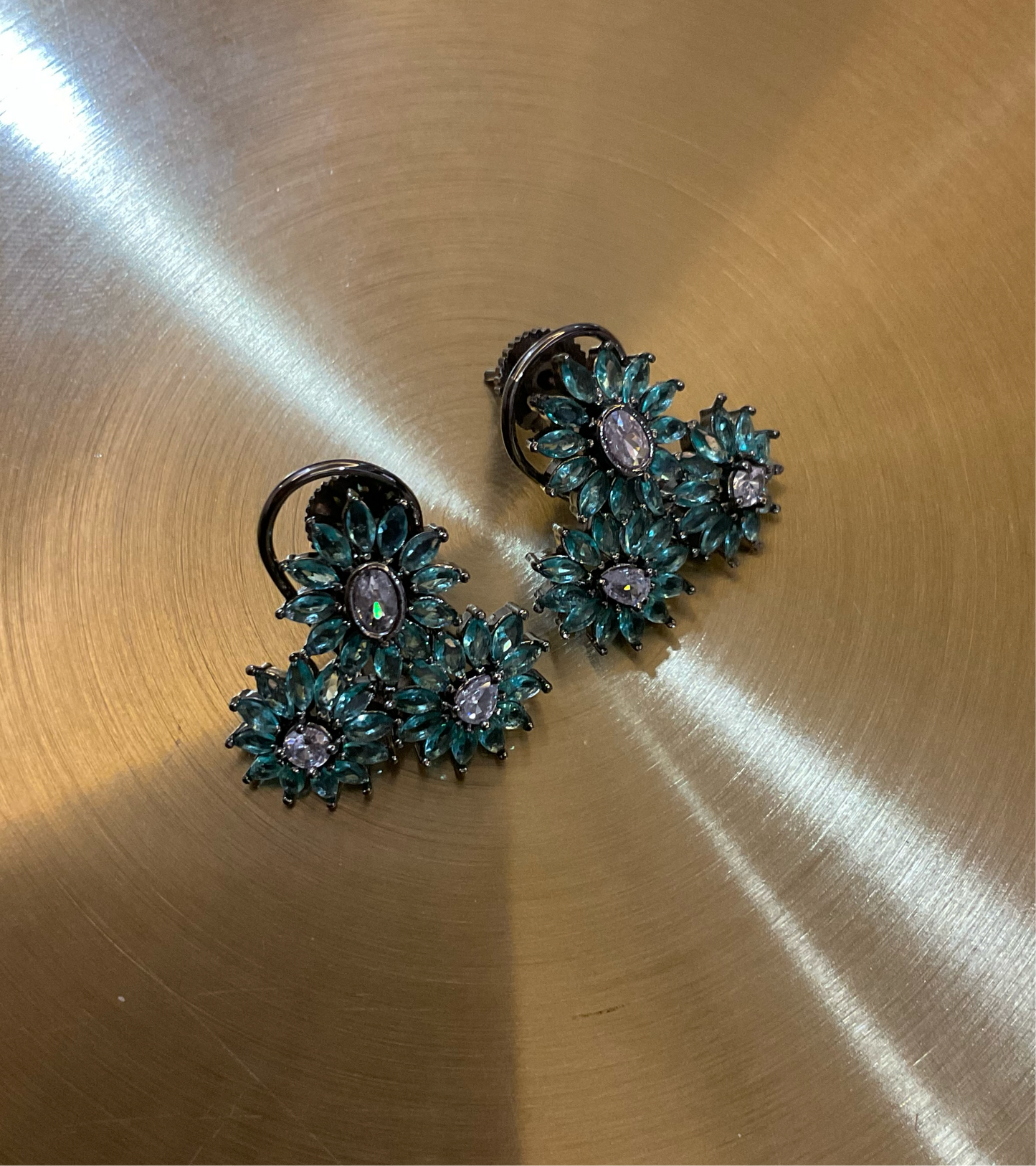 Turquoise Floral Cluster Earrings