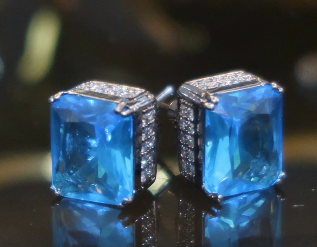 Blue Gemstone Stud Earrings