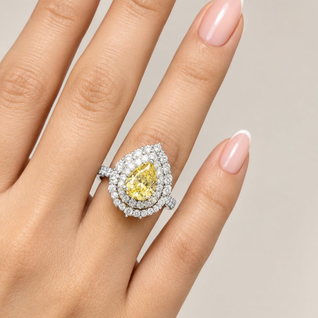 Pear Cut Solitaire CZ Rings I Rhodium Plating I WG