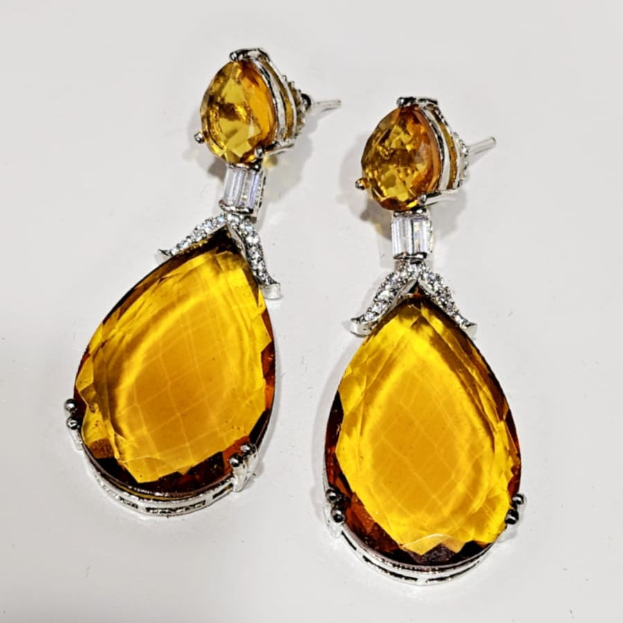 Elegant Amber Teardrop Earrings