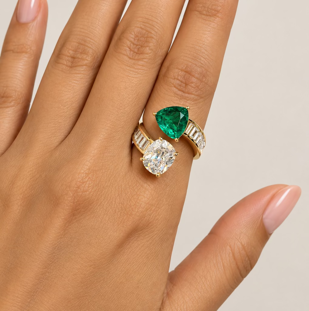Triangle -Square Solitaire CZ Rings I Rhodium Plating I WG