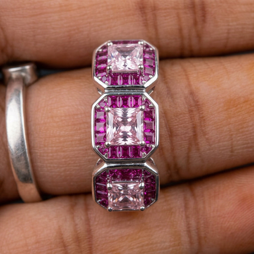 Square emerald Solitaire CZ Rings |Rhodium Plating I WG