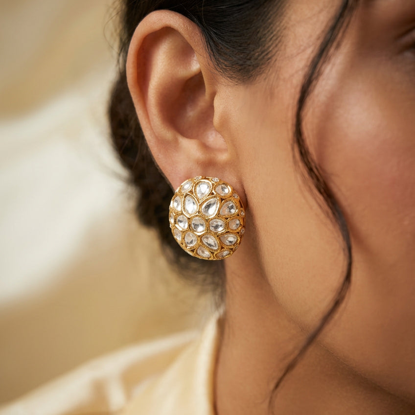 Antique Gold Circular Dome Earring
