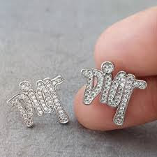 Sparkling Graffiti Stud Earrings