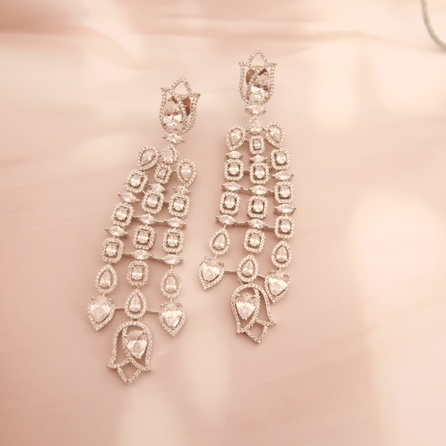 Radiant Cascade Diamond Necklace Set