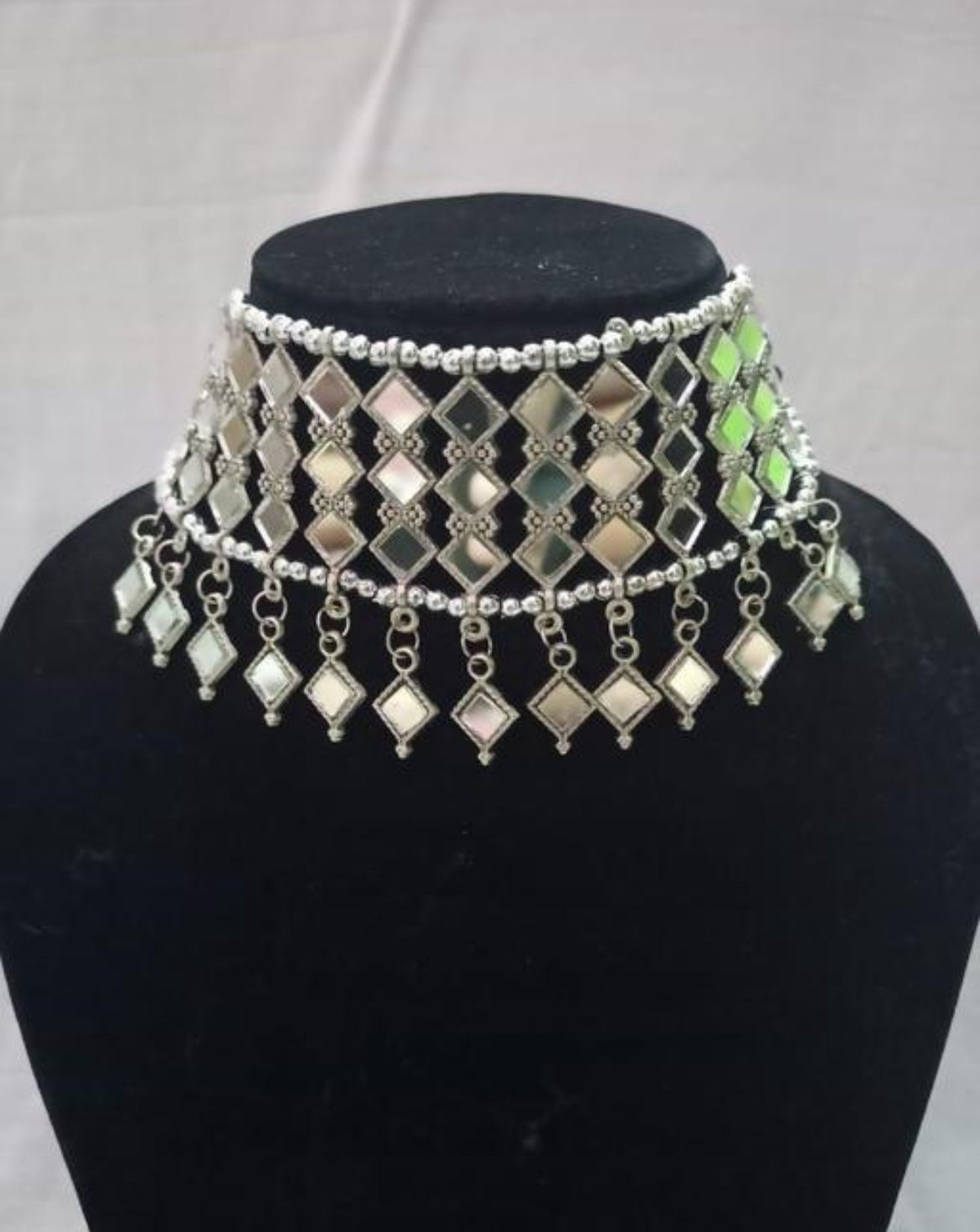 Mirror Oxidised Choker