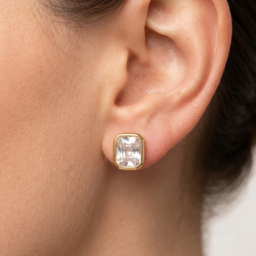 Square Diamond Clip-on Studs