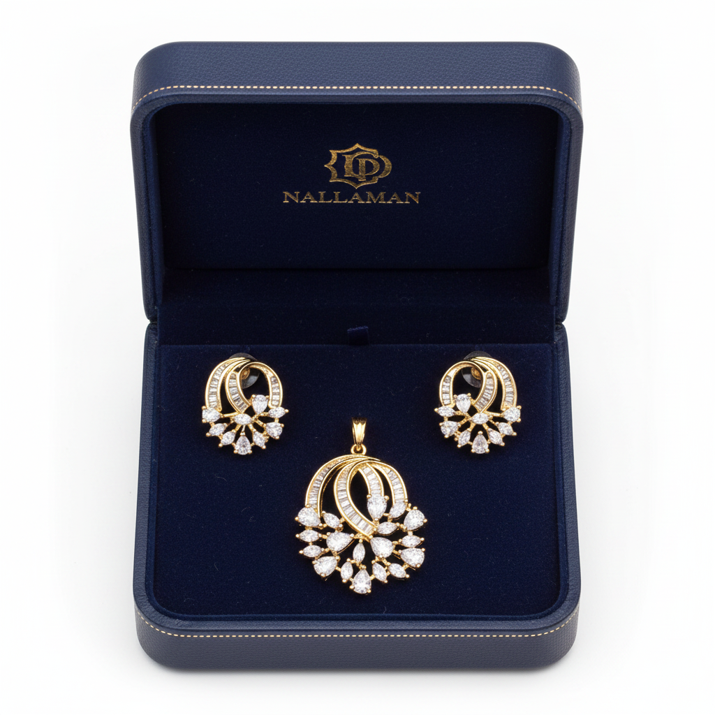 American Diamond Floral Pendant Set | Without Chain