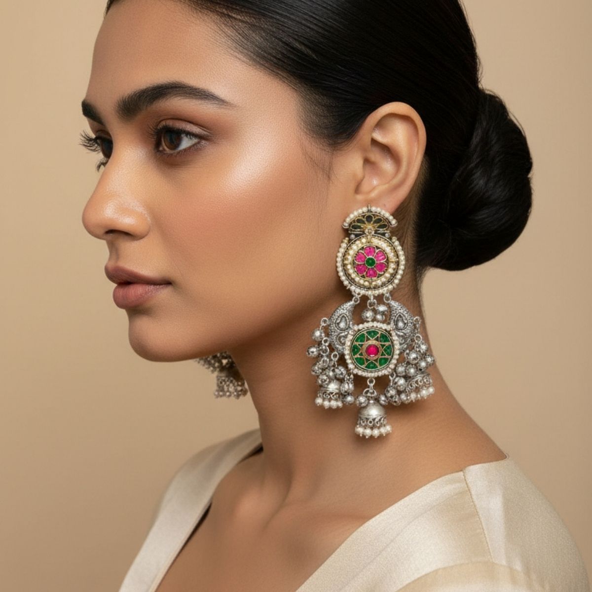 Heritage German silver Chandbali