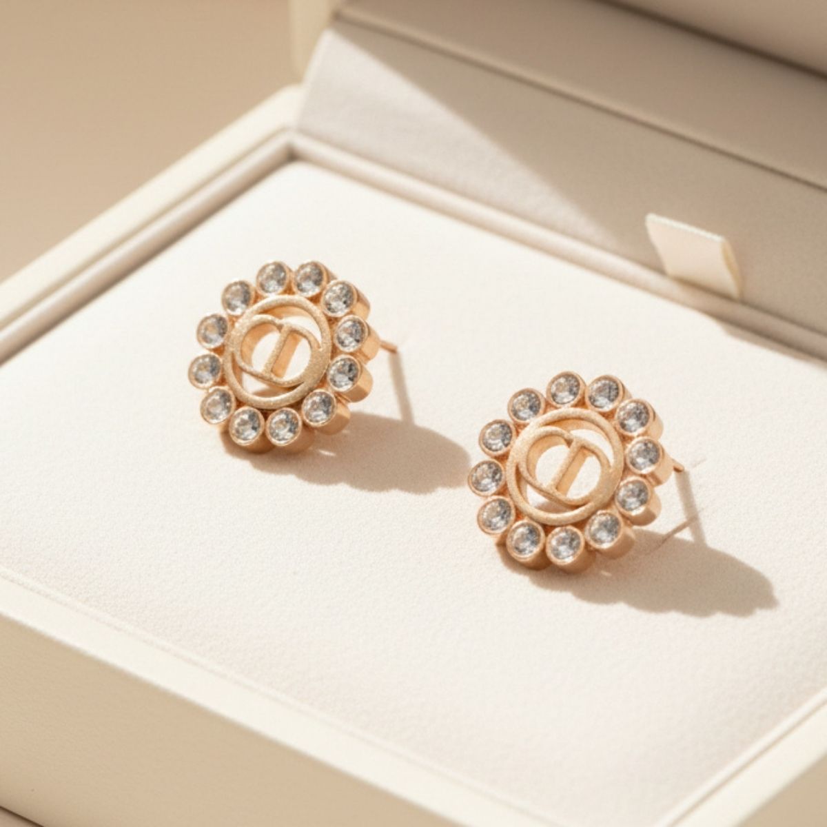 Luminous Petal Monogram Stud Earrings