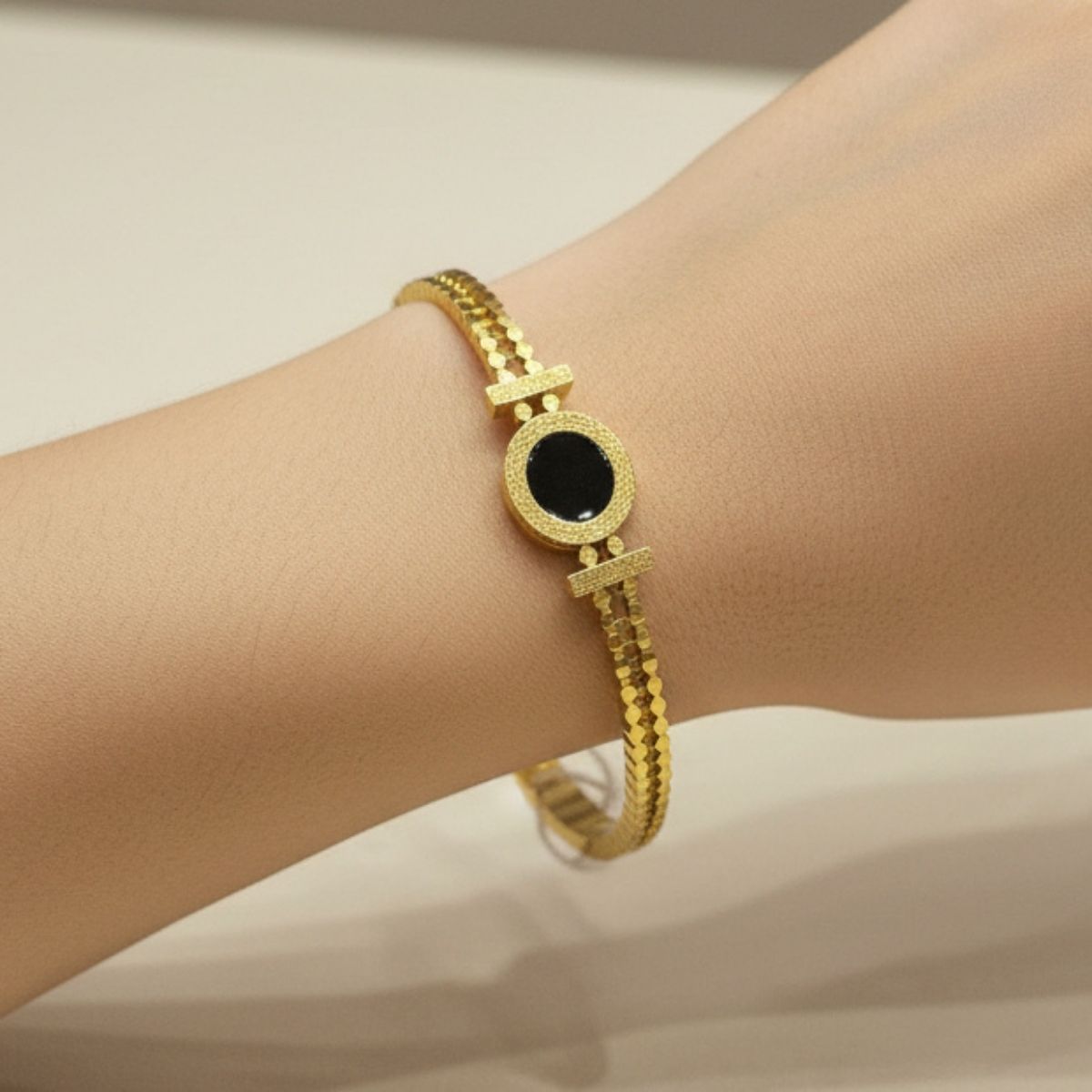 Onyx Orbit Geometric Bangle