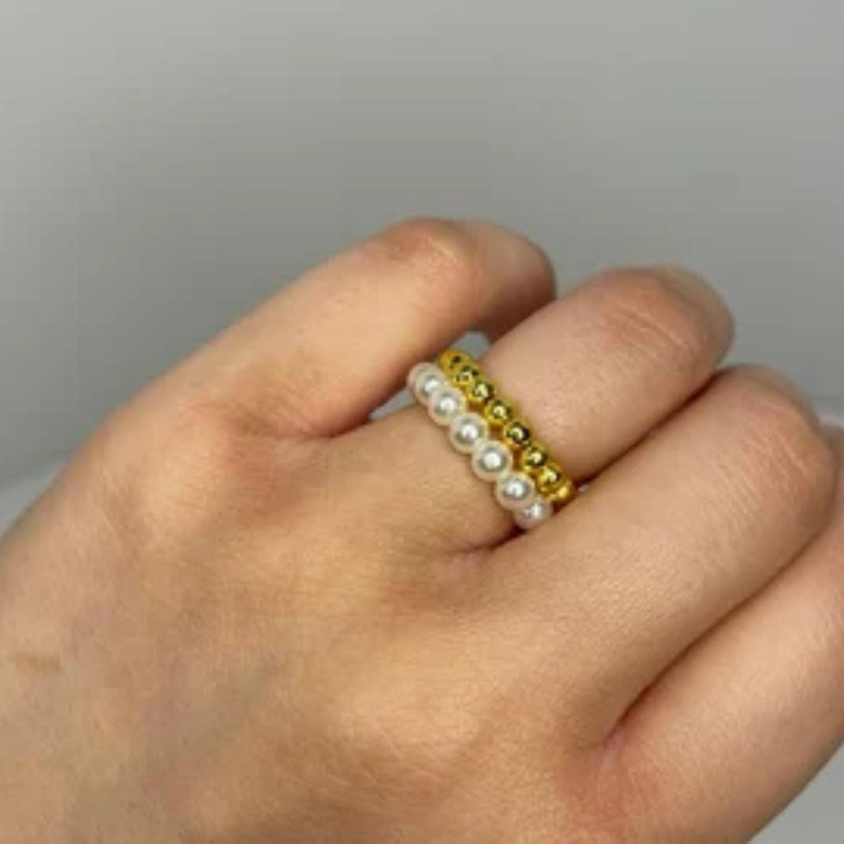 Golden Pearl Circle Ring