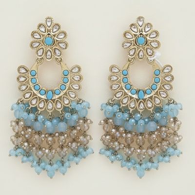 Sky Blue Chandbali earrings