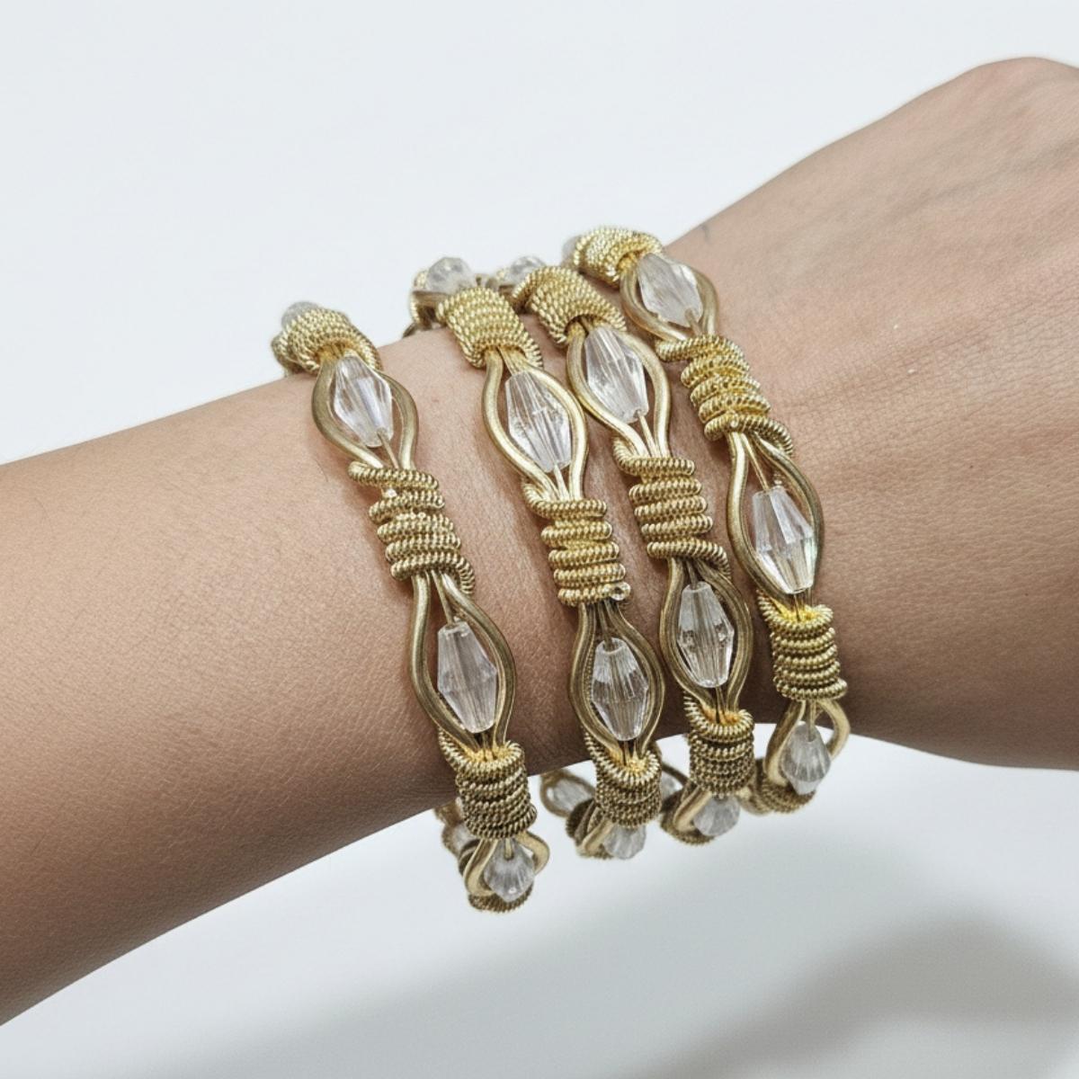 Handcrafted Gold Wire Crystal Bracelets