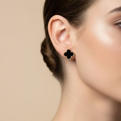 Black Clover Stud Earrings