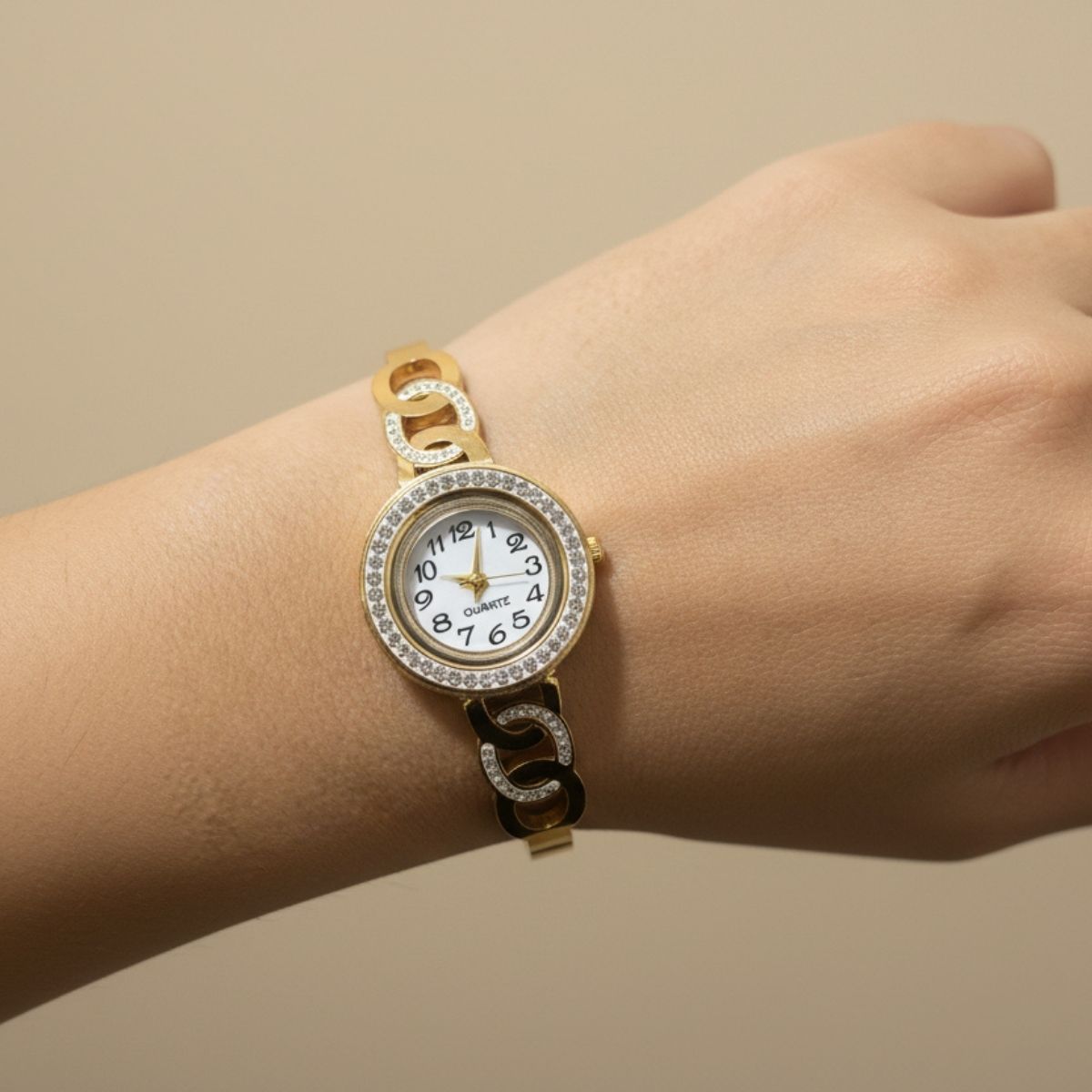 Gilded Aura Crystal Bangle Watch
