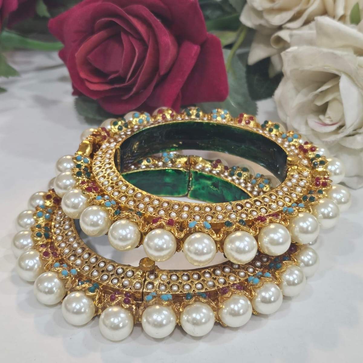Royal Pearl Kundan Bangles