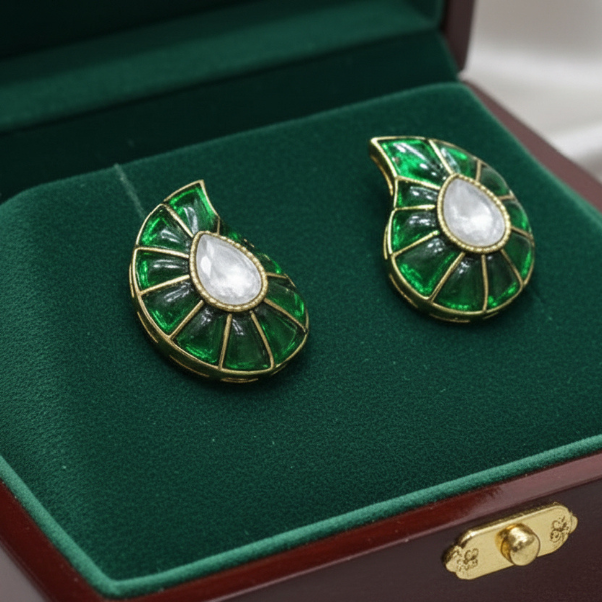 Elegant Kundan Teardrop Stud Earrings