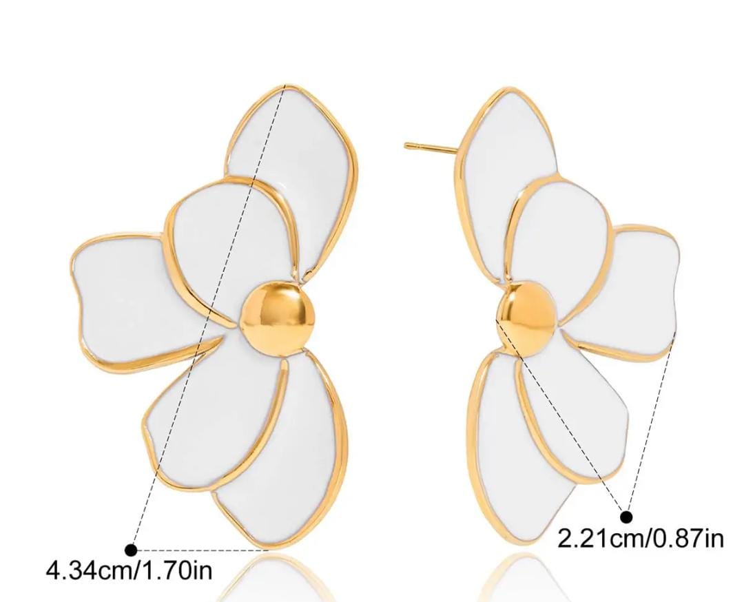 Enamel Petal Statement Earrings