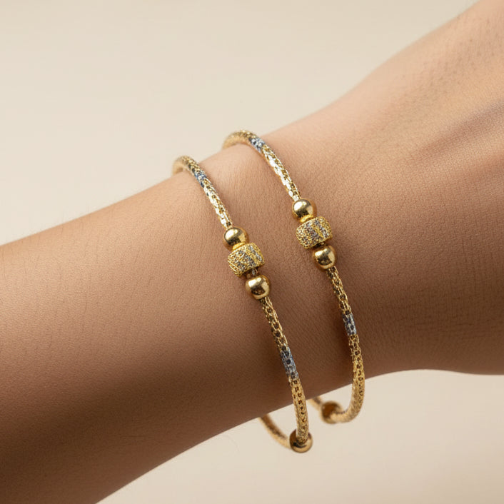 Gold Dual - Tone Adjustable bangle I One Pcs Only