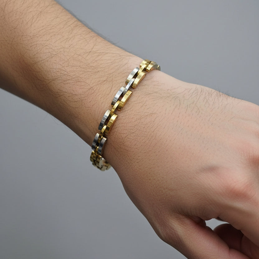 Dual Tone Gold Link Men bracelet