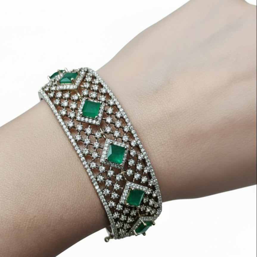 Emerald CZ Statement Bracelet I Mehndi gold