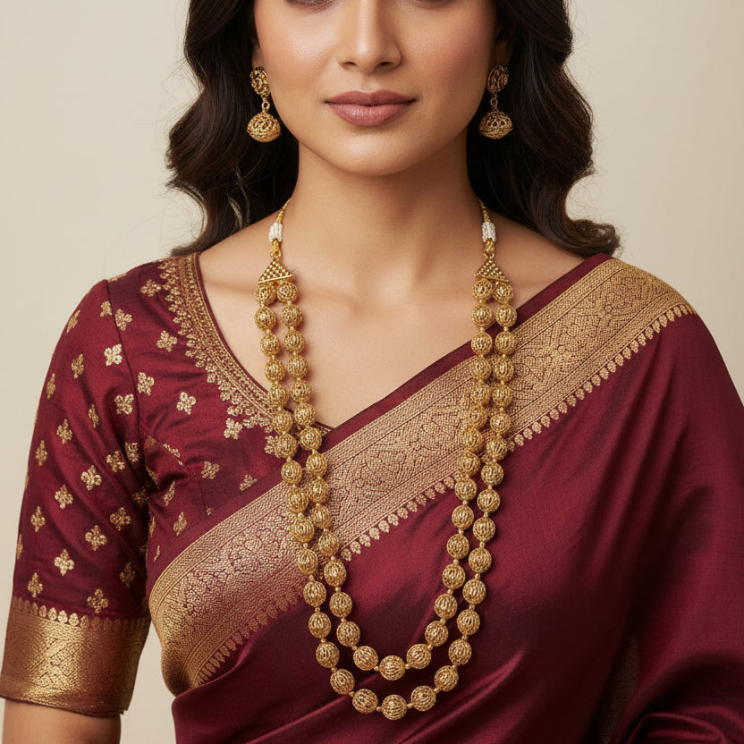 Double layer Gold bead Mala