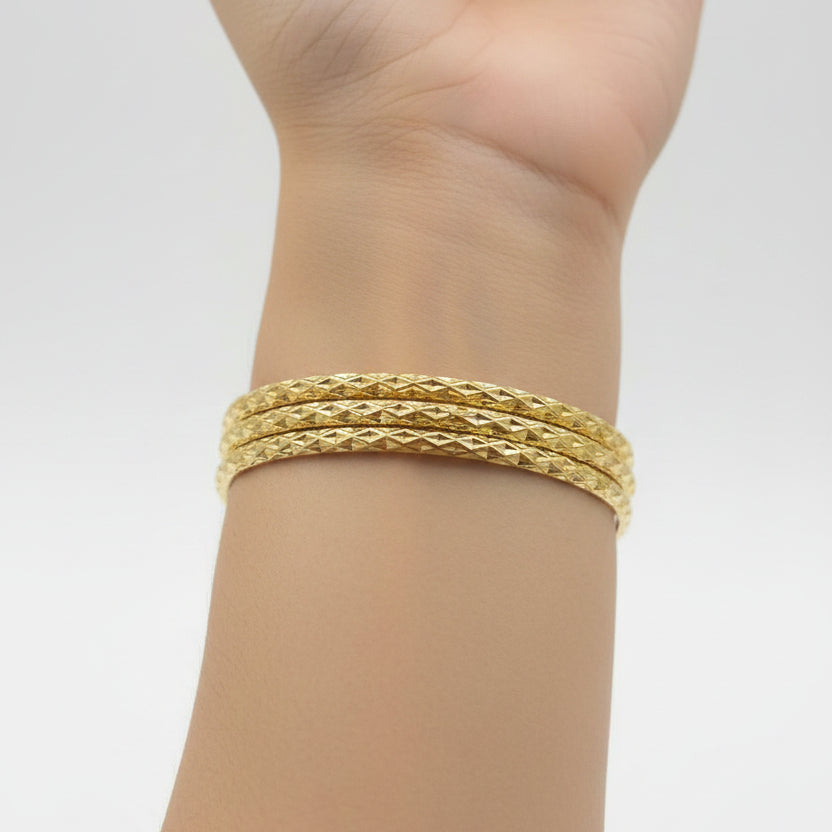 Textured gold bangle I Set of 3