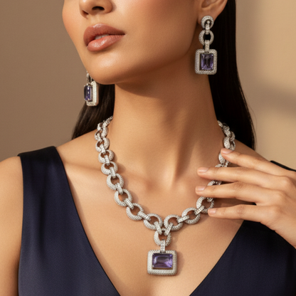 Luxe Violet Elegance Necklace Set