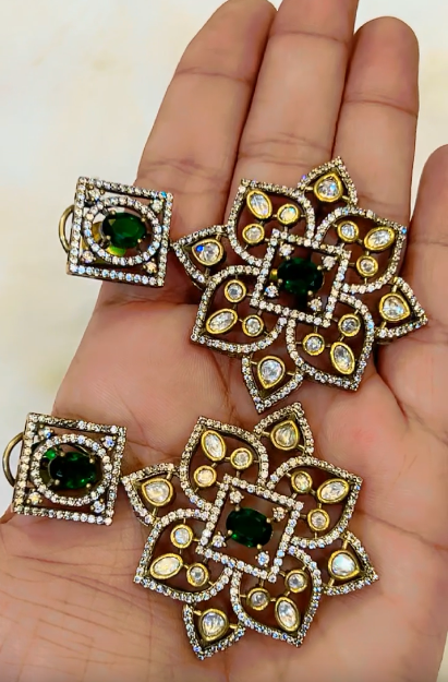 Emerald Bloom Kundan Long Set