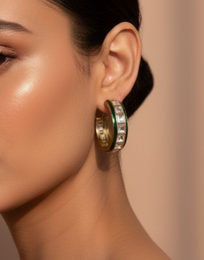 Heritage Square-Cut Kundan Hoops