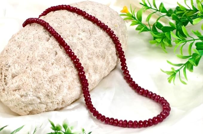 Red ruby bead necklace