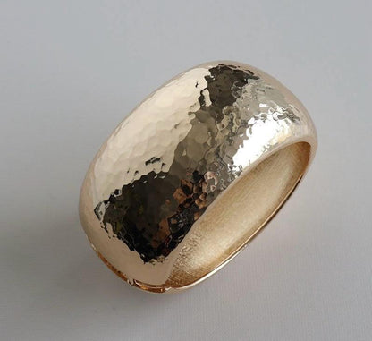 Hammered gold cuff bangle