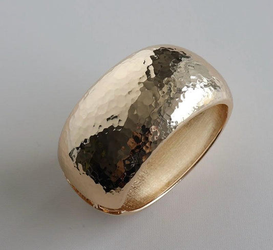 Hammered gold cuff bangle