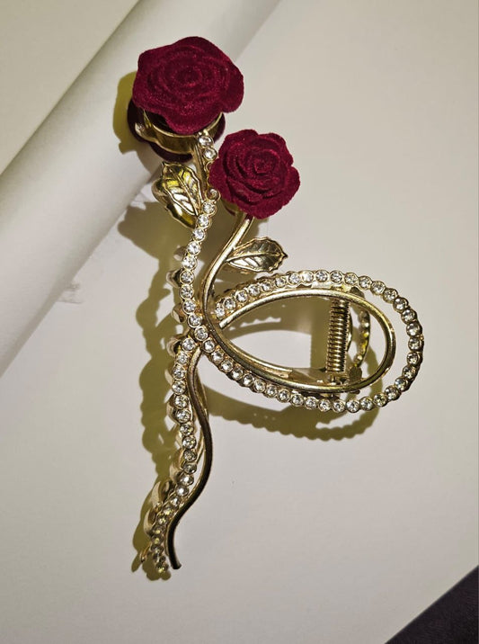 Crimson bloom hair clip