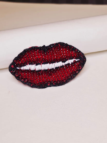 Sassy handmade red lip pin