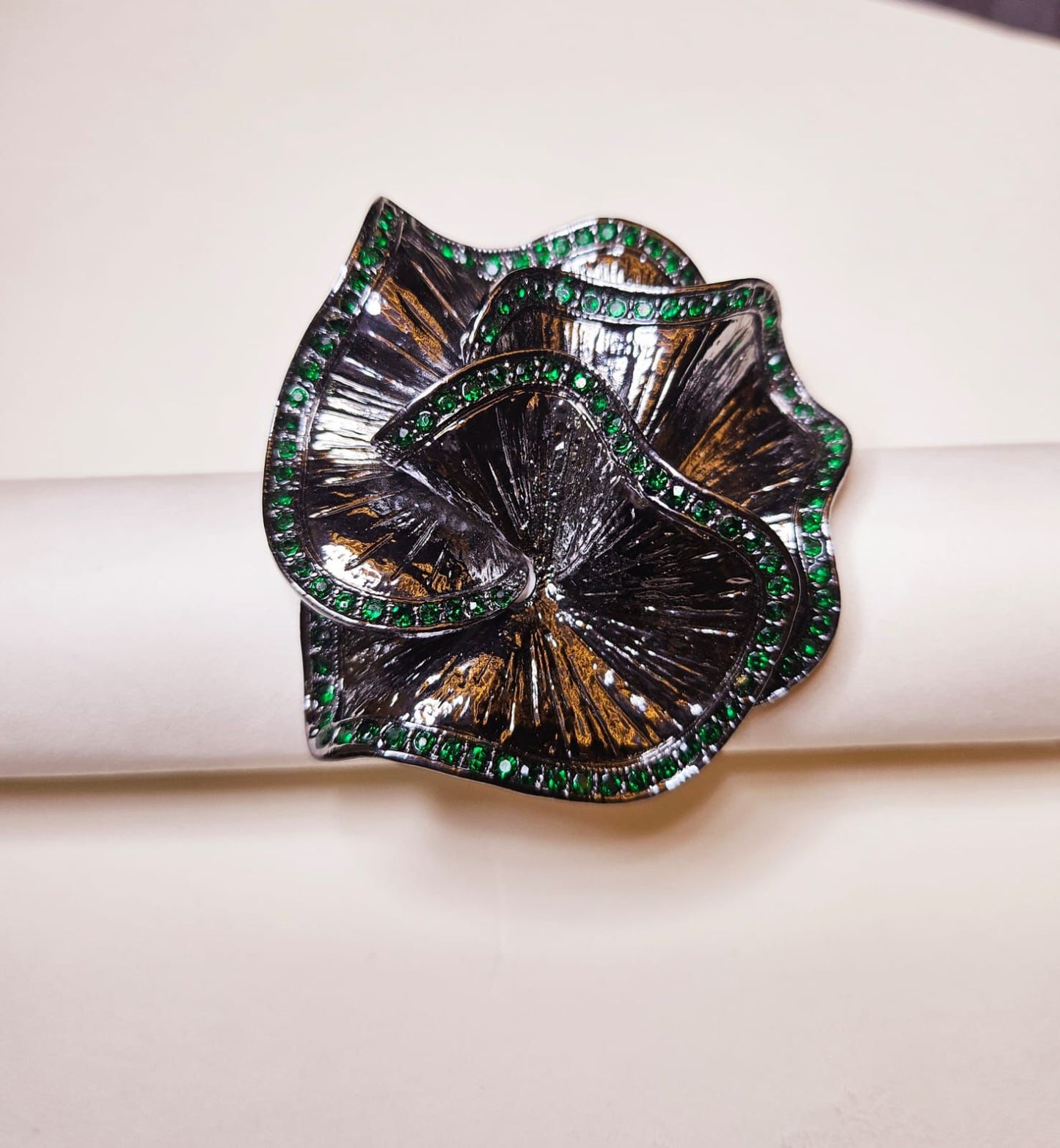 Black rose with emerald trim